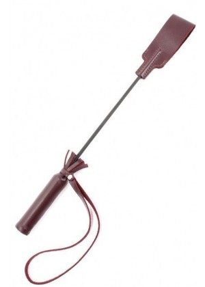 Бордовый кожаный стек с петлёй на ручке - 37 см.
