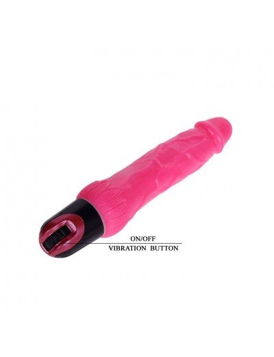 Ярко-розовый вибратор-реалистик с колёсиком - 24 см.