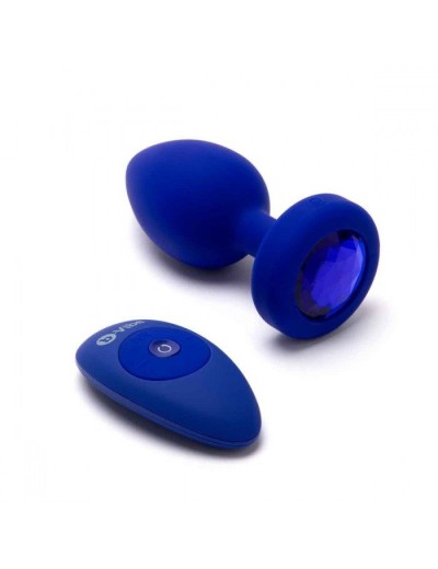 Синяя вибропробка Vibrating Jewel Plug L/XL - 11 см.