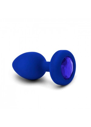 Синяя вибропробка Vibrating Jewel Plug L/XL - 11 см.