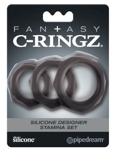 Набор из 3 граненых эрекционных колец C-Ringz Silicone Designer Stamina Set