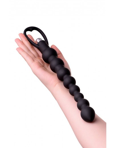 Черная анальная цепочка A-toys с вибрацией - 34 см.