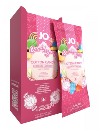 Смазка на водной основе Candy Shop Cotton Candy с ароматом сладкой ваты - 12 саше по 10 мл.