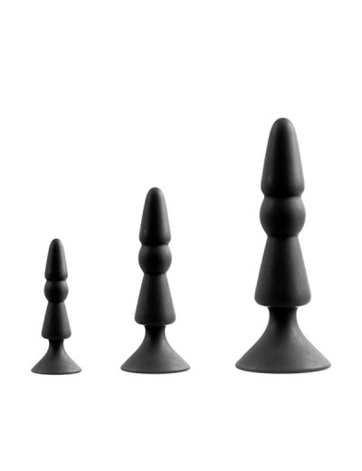 Набор из черных анальных силиконовых втулок MENZSTUFF 3-PIECE ANAL CONE SET