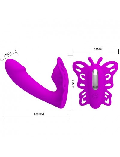 Лиловая клиторальная бабочка с вагинальным виброотростком Katherine