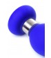 Синяя силиконовая анальная втулка с ограничителем - 10 см.
