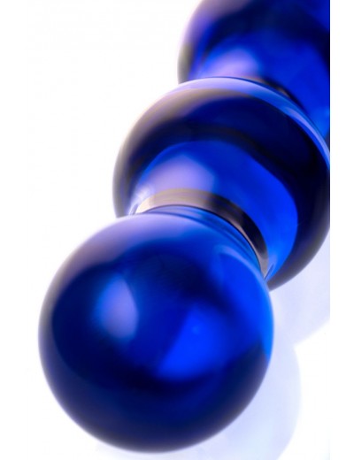Синий стеклянный фаллоимитатор с наплывами - 20,5 см.