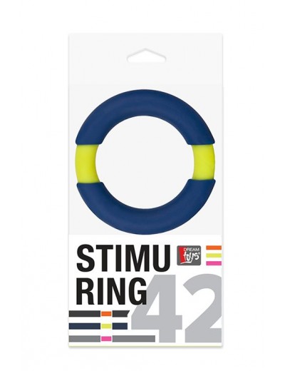 Синее эрекционное кольцо NEON STIMU RING 42MM BLUE/YELLOW