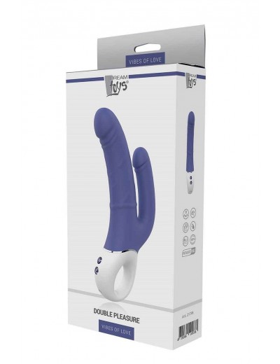 Синий анально-вагинальный вибратор Double Pleasure - 23,5 см.