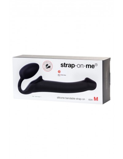 Черный безремневой страпон Silicone Bendable Strap-On M