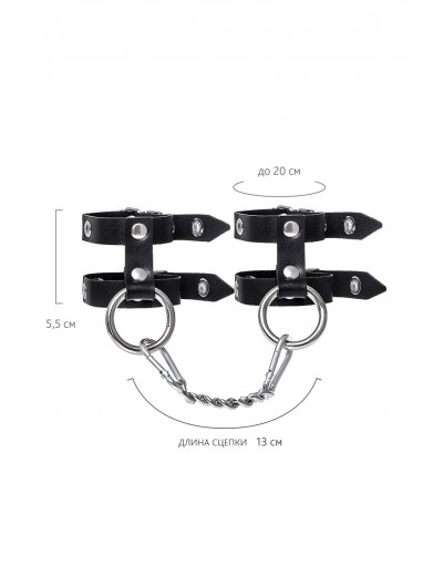 Черные однослойные наручники из двух ремешков