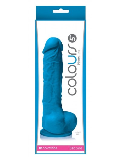 Голубой фаллоимитатор Colours Pleasures 5  Dildo на присоске - 17,8 см.