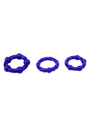 Набор из 3 синих стимулирующих колец Beaded Cock Rings