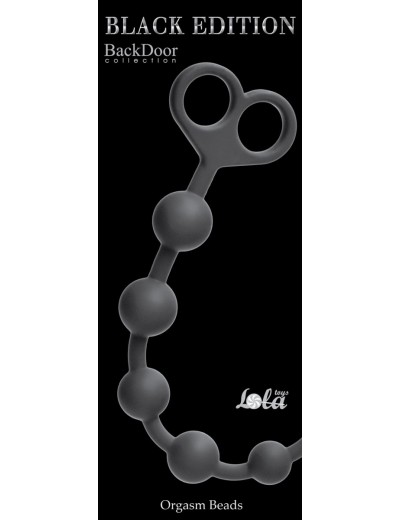 Чёрная анальная цепочка Orgasm Beads - 33,5 см.