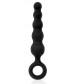 Черный анальный стимулятор-елочка с ограничительным колечком - 8,5 см.