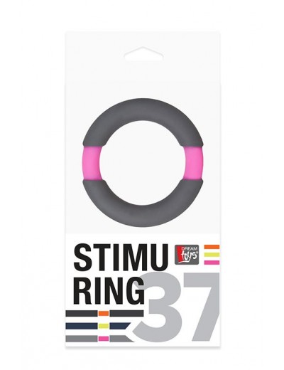 Серое эрекционное кольцо NEON STIMU RING 37MM GREY/PINK