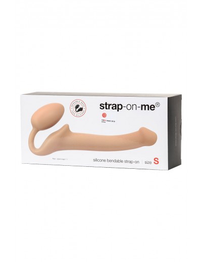 Телесный безремневой страпон Silicone Bendable Strap-On S
