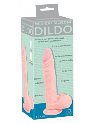 Реалистичный фаллоимитатор с чуть зауженной головкой Medical Silicone Dildo - 21 см.