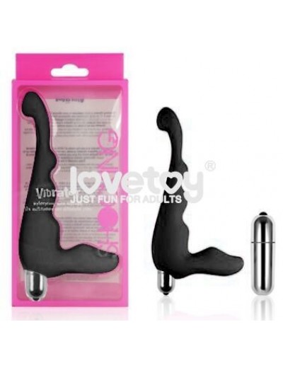 Черный вибратор 10 Speeds Silicone Vibrator - 19 см.