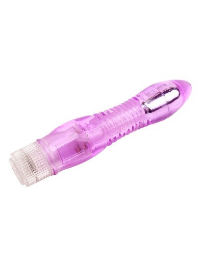 Фиолетовый вибратор Glitters Dual Probe - 21 см.