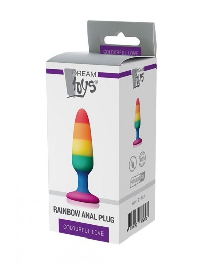 Разноцветная анальная втулка RAINBOW ANAL PLUG SMALL - 11 см.