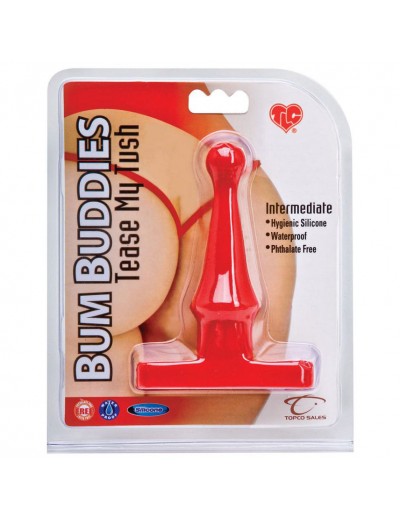 Красная анальная пробка Bum Buddies Tease My Tush, Intermediate Silicone Anal Plug - 12 см.