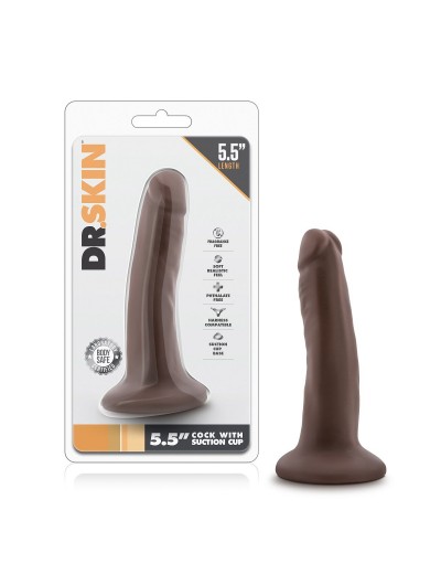 Коричневый фаллоимитатор 5.5 Inch Cock With Suction Cup - 14 см.