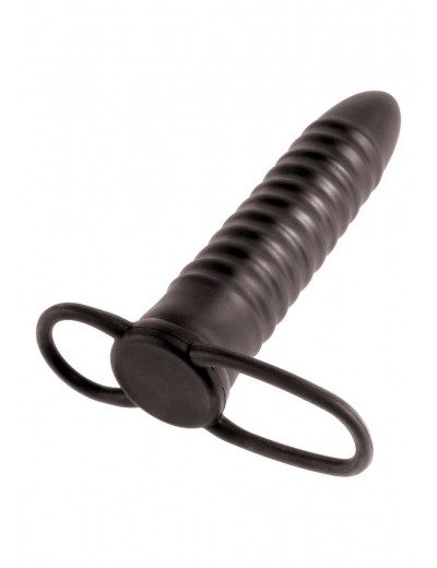 Рельефная насадка на пенис для двойной стимуляции Ribbed Double Trouble - 16,5 см.