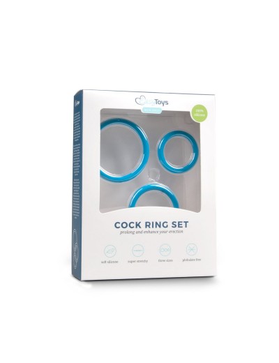 Набор из 3 голубых эрекционных колец Cock Ring Set