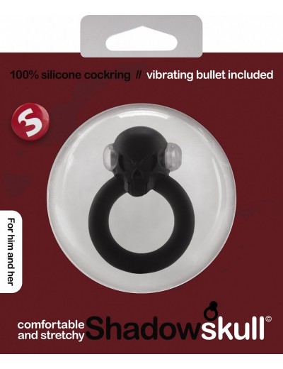 Чёрное виброкольцо Shadow Skull Cockring с черепом