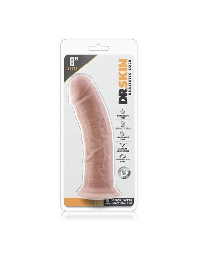 Телесный фаллоимитатор 8 Inch Cock With Suction Cup - 20,3 см.