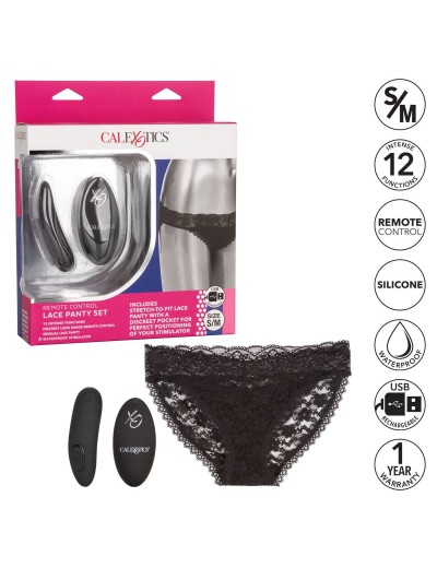 Черные кружевные трусики с вибромассажером Remote Control Panty Set S/M