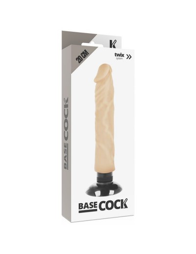 Телесный вибратор на присоске Basecock Realistic Vibrator 2in1 - 20 см.