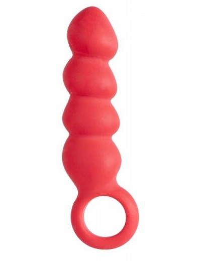 Красный анальный стимулятор в форме ёлочки с кольцом