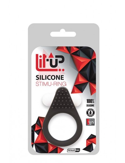 Чёрное эрекционное кольцо LIT-UP SILICONE STIMU RING 1 BLACK