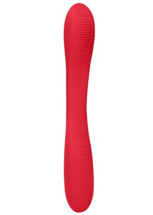 Красный двухсторонний вибратор Flex - 21,5 см.