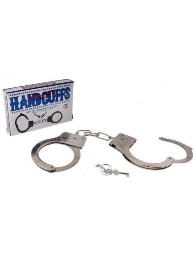 Серебристые металлические наручники с ключиками