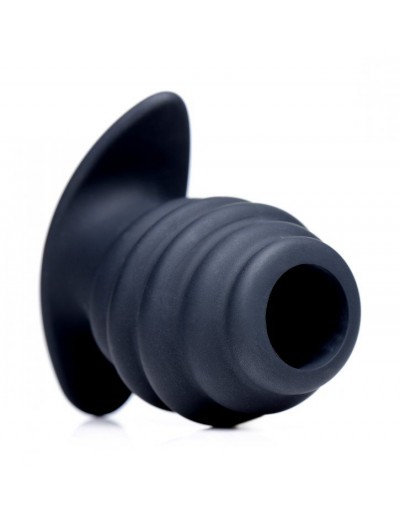 Малая черная анальная пробка Hive Ass Tunnel Silicone Ribbed Hollow Anal Plug Small - 6,86 см.