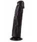 Упругий чёрный фаллоимитатор на подошве-присоске - 18,8 см.