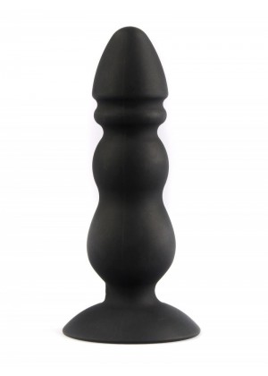 Черный конический анальный виброплаг - 11,3 см.