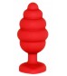 Красная анальная пробка Regular Ribbed Diamond Heart Plug - 7 см.