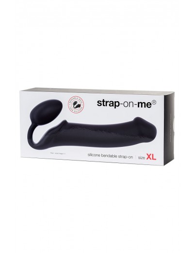 Черный безремневой страпон Silicone Bendable Strap-On XL
