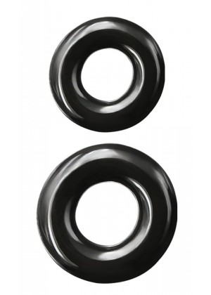 Набор из двух эрекционных колец черного цвета Double Stack