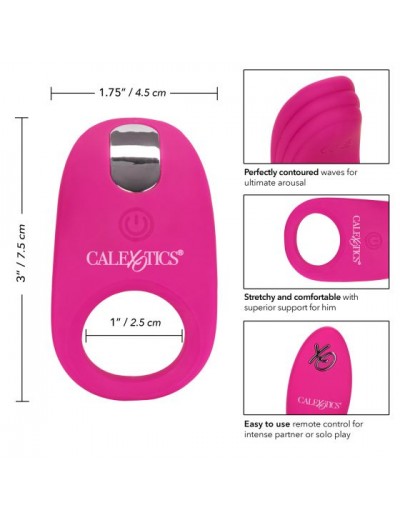 Розовое эрекционное виброкольцо с пультом Silicone Remote Pleasure Ring