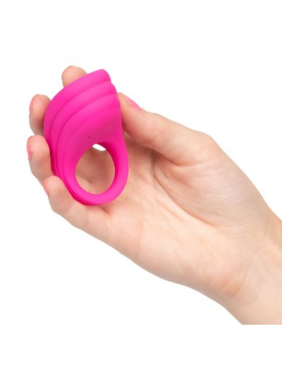 Розовое эрекционное виброкольцо с пультом Silicone Remote Pleasure Ring