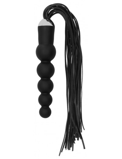 Черная плеть с рукоятью-елочкой Whip with Curved Silicone Dildo - 49,5 см.