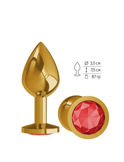 Золотистая средняя пробка с красным кристаллом - 8,5 см.