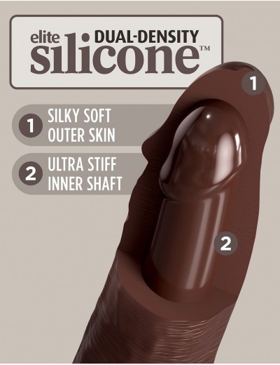 Коричневый фаллоимитатор 7  Silicone Dual Density Cock - 21 см.