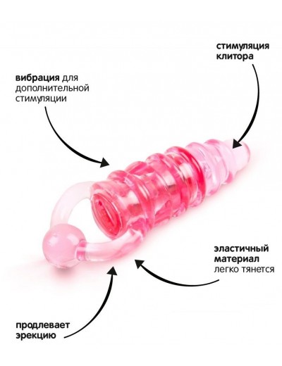 Красное эрекционное виброкольцо с клиторальным стимулятором