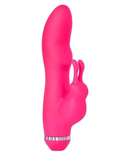 Розовый вибратор с клиторальным стимулятором PURRFECT SILICONE DELUXE RABBIT - 19 см.